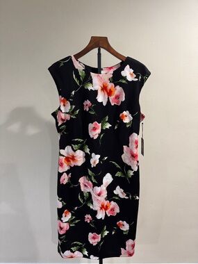 NWT Vince Camuto Floral Scuba Sheath Dress - Bahama Blue (Size 16)